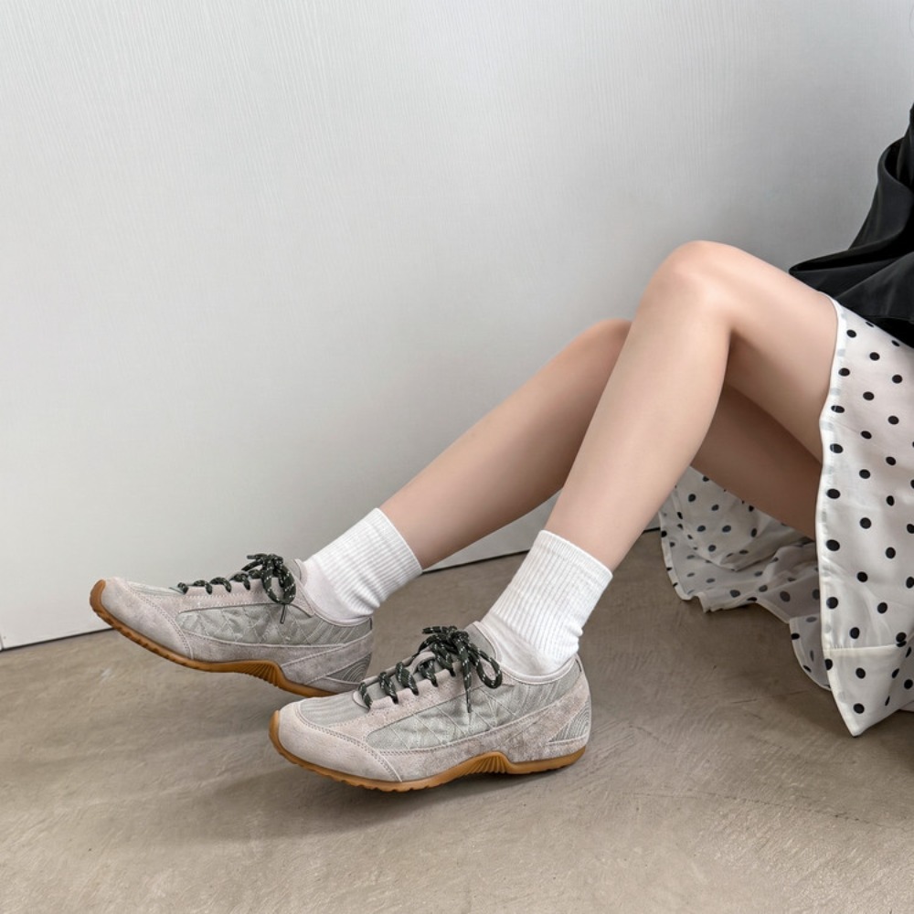 Women'S Shoes Casual Sneakers - Vintage Stitching Panel Suede Trim Women