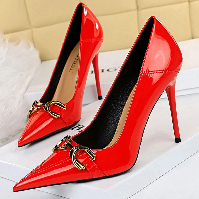 Women'S Shoes Big Feet - Luxury Women Pumps Metal Belt Buckle