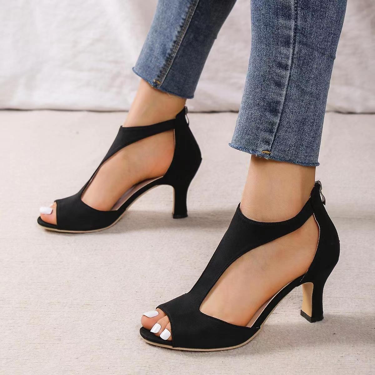 Women Shoes Zipper - 2026 Summer New Brushed Leather Fish