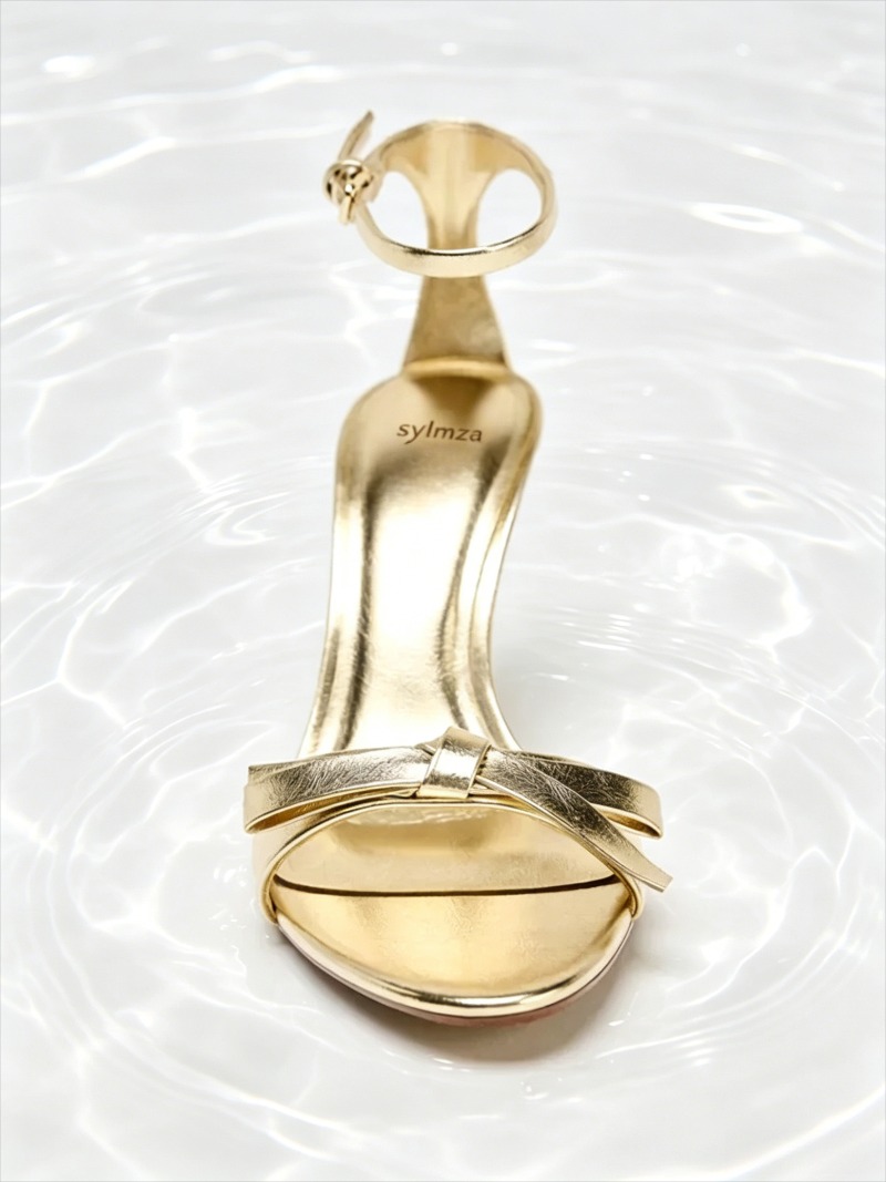 Elegant Golden Bow Brand High  - مراجعة Women Shoes Brand وسعره
