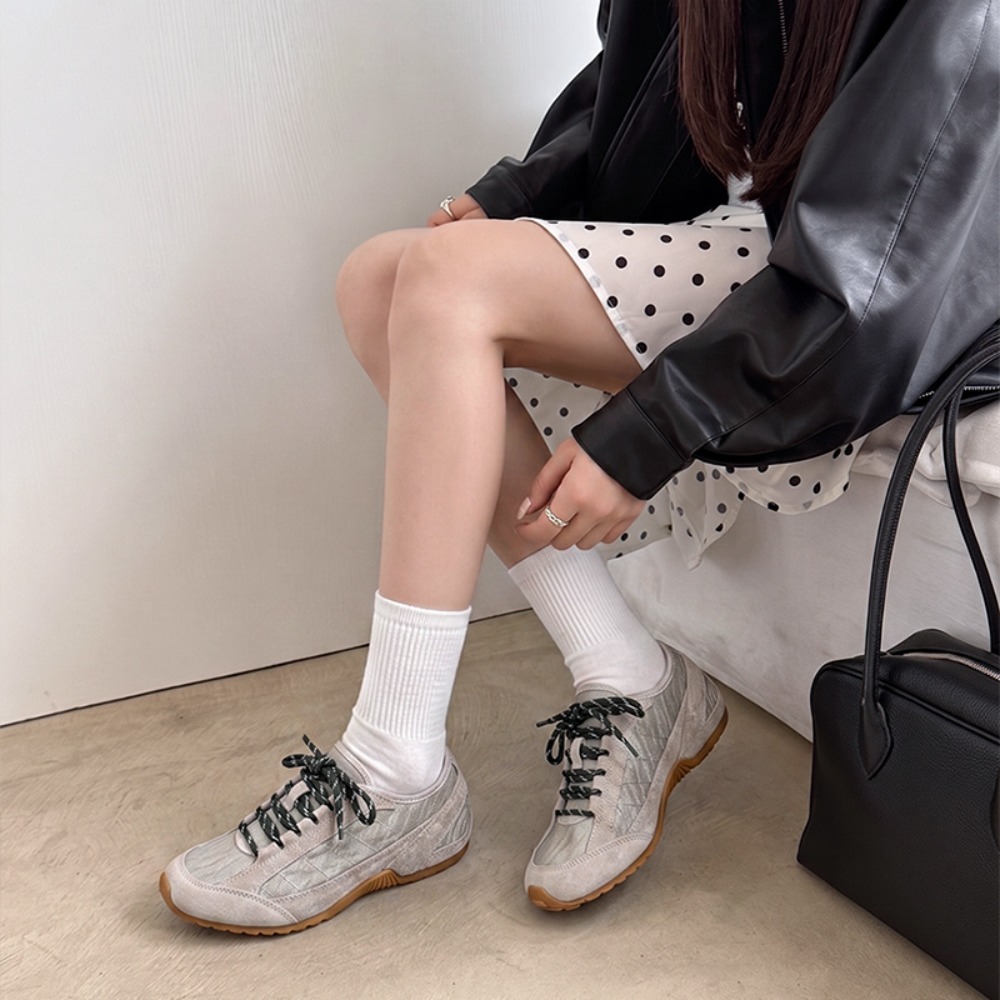 Vintage Stitching Panel Suede  - مراجعة Women'S Shoes Casual Sneakers وسعره
