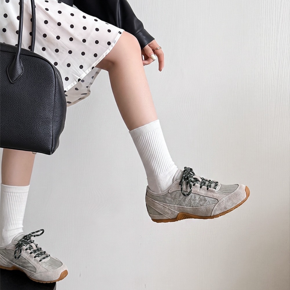 Vintage Stitching Panel Suede  - مراجعة Women'S Shoes Casual Sneakers وسعره