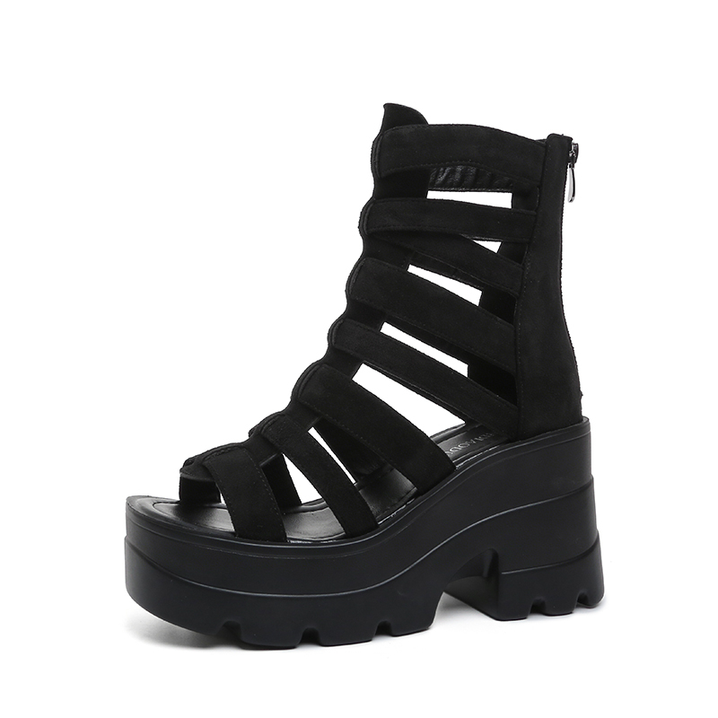 Chunky Heel Hollow Breathable  - مراجعة Women Shoes Zipper وسعره