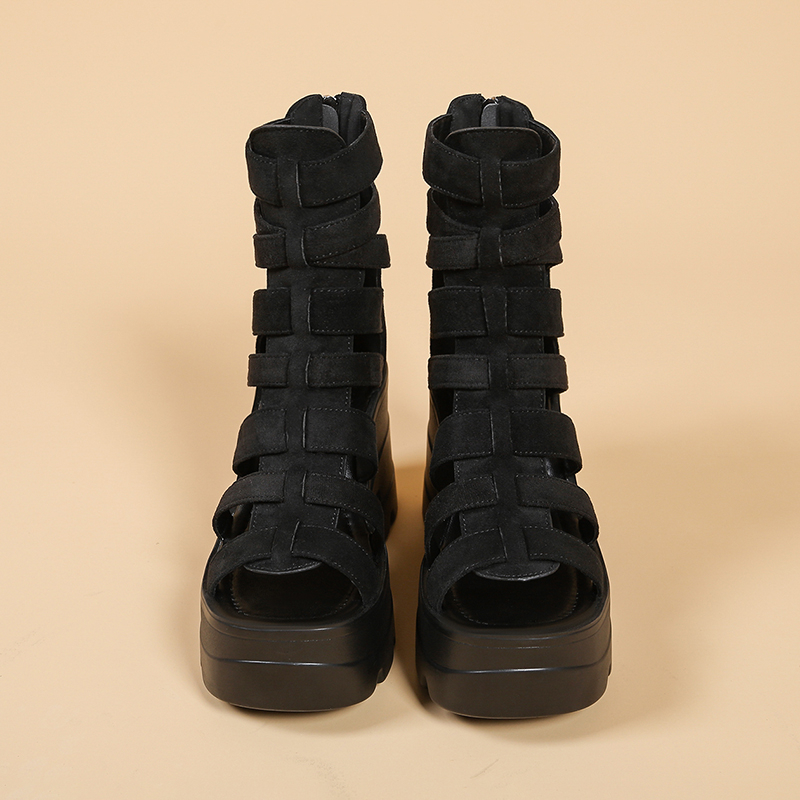 Chunky Heel Hollow Breathable  - مراجعة Women Shoes Zipper وسعره