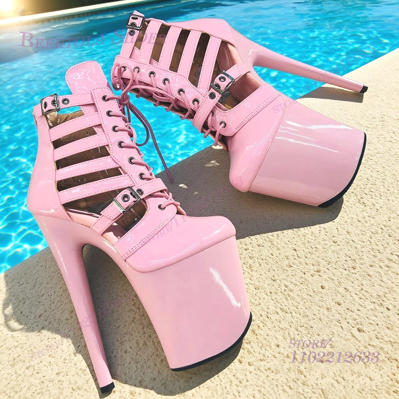 Pink Patent Leather Striped Ho - مراجعة Women Shoes Zipper وسعره