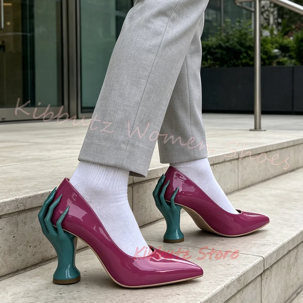Hand Shape Heel Pumps Pointed  - مراجعة Women'S Shoes Hands Free وسعره