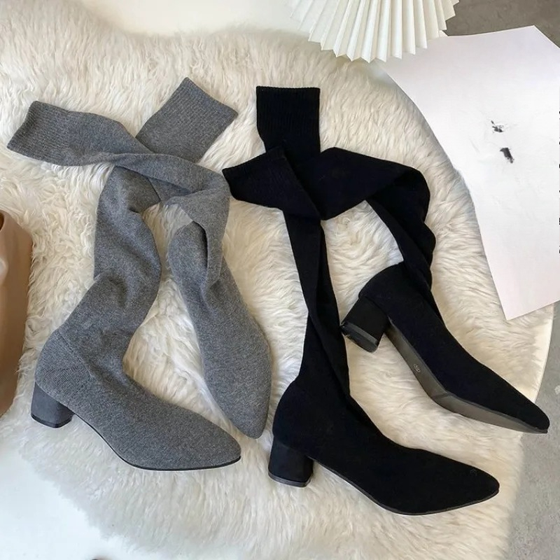 High Knee Sock Shoes 2025 New  - مراجعة Sock Boot Women وسعره