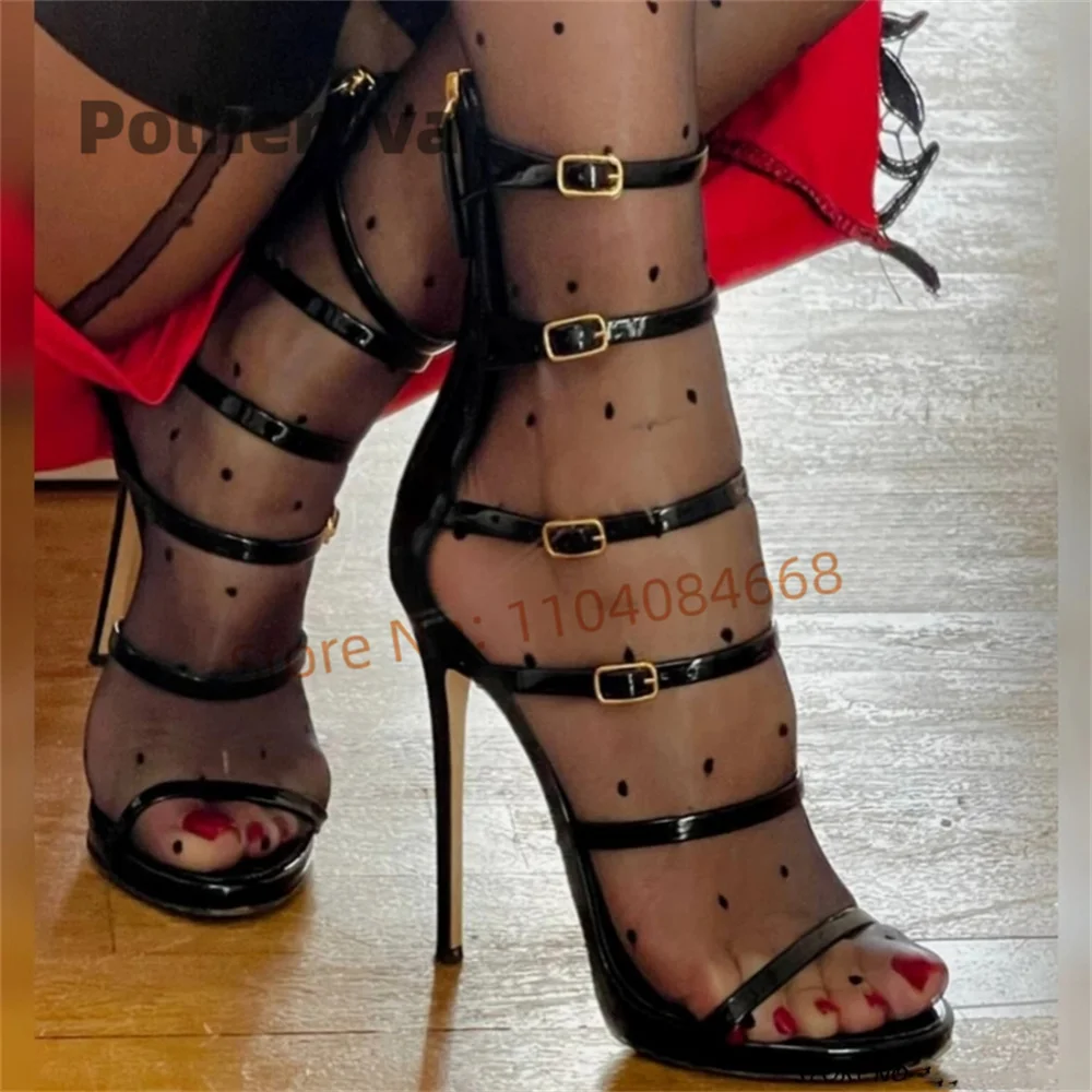 Multi-Buckle Straps Black Leat - مراجعة Women'S Shoes Size 12 وسعره