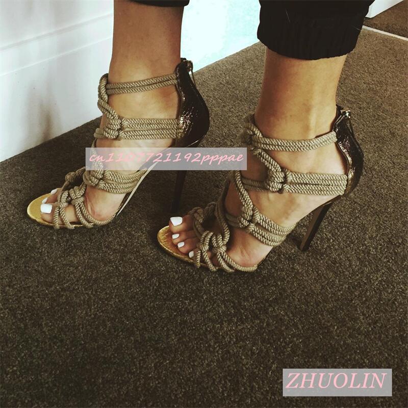 Female Braided Rope Open Toe S - مراجعة Women Shoes Zipper وسعره