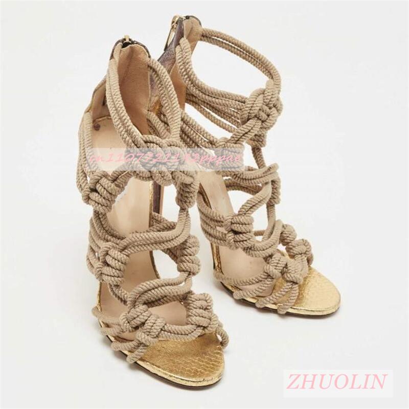 Female Braided Rope Open Toe S - مراجعة Women Shoes Zipper وسعره