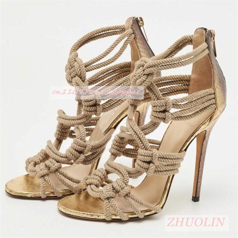 Female Braided Rope Open Toe S - مراجعة Women Shoes Zipper وسعره