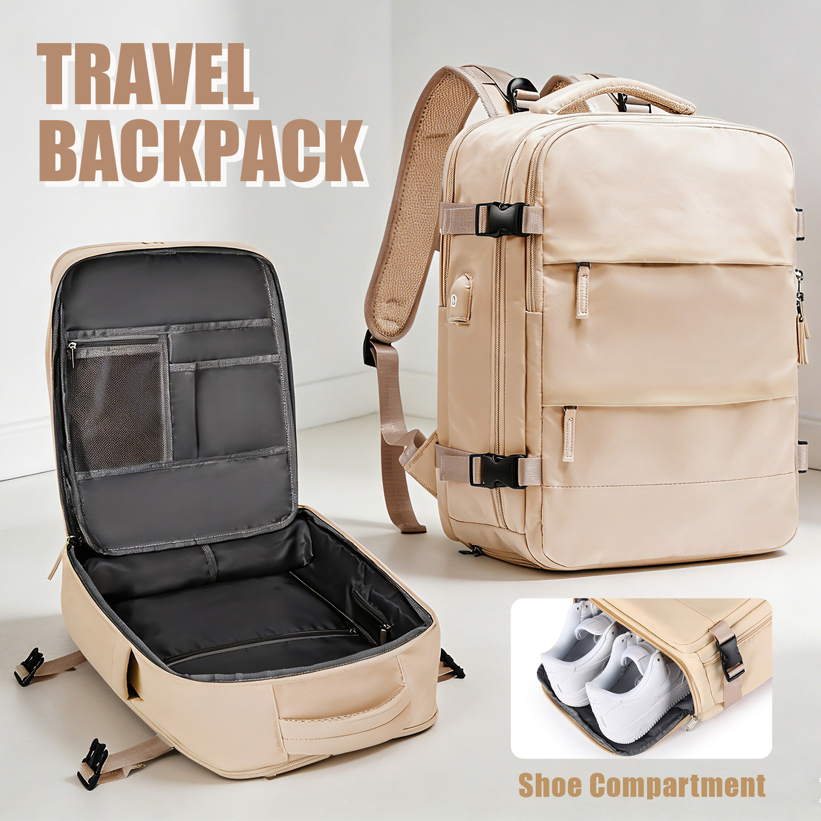 Large Travel Backpack for Men  - مراجعة Women Shoes Zipper وسعره