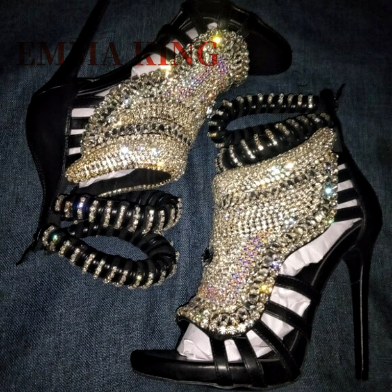 Crystal Rhinestone Embellished - مراجعة Women Shoes Zipper وسعره