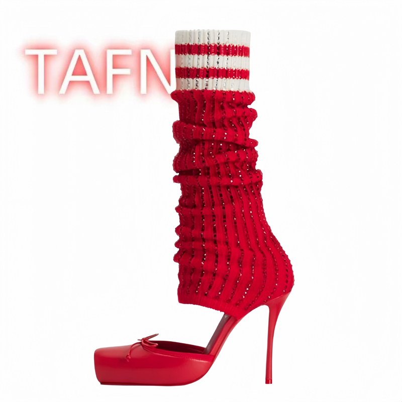 Women's Knitted High Heels Pum - مراجعة Sock Boot Women وسعره