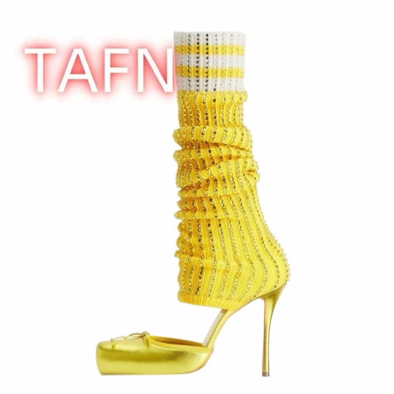 Women's Knitted High Heels Pum - مراجعة Sock Boot Women وسعره