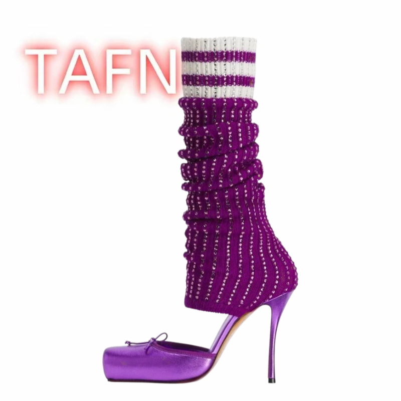 Women's Knitted High Heels Pum - مراجعة Sock Boot Women وسعره